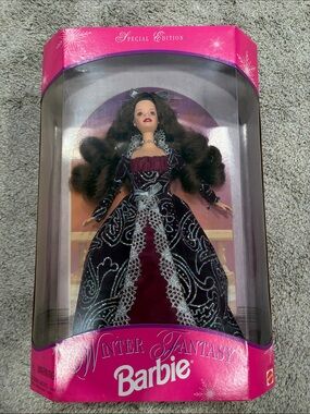1996 Barbie Winter Fantasy Collector Doll - Burgundy & Black Special Edition